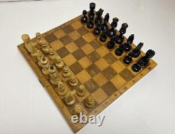 Very Rare Soviet Chess Set 1960s Wooden Vintage Chess Antique Old USSR 30x30 cm