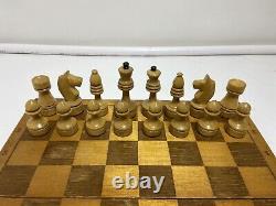 Very Rare Soviet Chess Set 1960s Wooden Vintage Chess Antique Old USSR 30x30 cm