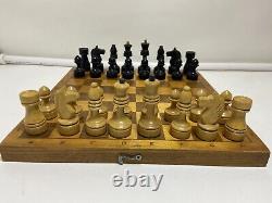 Very Rare Soviet Chess Set 1960s Wooden Vintage Chess Antique Old USSR 30x30 cm