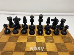 Very Rare Soviet Chess Set 1960s Wooden Vintage Chess Antique Old USSR 30x30 cm