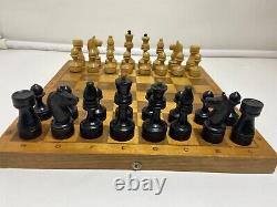 Very Rare Soviet Chess Set 1960s Wooden Vintage Chess Antique Old USSR 30x30 cm