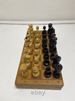 Very Rare Soviet Chess Set 1960s Wooden Vintage Chess Antique Old USSR 30x30 cm