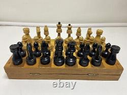 Very Rare Soviet Chess Set 1960s Wooden Vintage Chess Antique Old USSR 30x30 cm