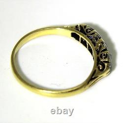 Victorian 0.40ct Old Cut Diamond 18ct Yellow Gold Boat Ring size K 1/2 5 1/2