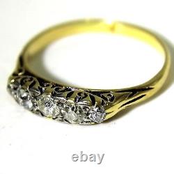 Victorian 0.40ct Old Cut Diamond 18ct Yellow Gold Boat Ring size K 1/2 5 1/2
