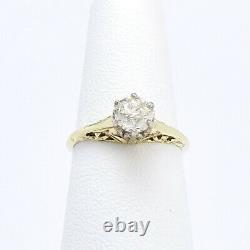 Victorian 14k Gold Old Mine Cut Diamond Solitaire Engagement Ring