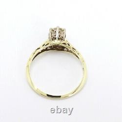 Victorian 14k Gold Old Mine Cut Diamond Solitaire Engagement Ring