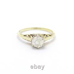 Victorian 14k Gold Old Mine Cut Diamond Solitaire Engagement Ring