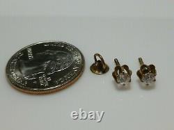 Victorian 14k Yellow Gold Old European Cut. 34ct Stud Earrings Antique Set Pair