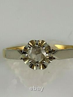 Victorian 18K Antique Gold Ring with Rose Cut Diamond, very old diamond cut