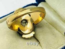 Victorian 18K Gold Black Onyx 1/3ct Old Mine Cut Diamond Ring