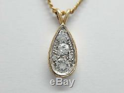 Vintage 14k Yellow Gold Old European Diamond Necklace 1/2 ct