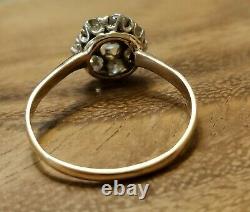 Vintage 14k gold platinum Diamond ring OLD MINE CUT 0.82ct SI2 circ 1900's