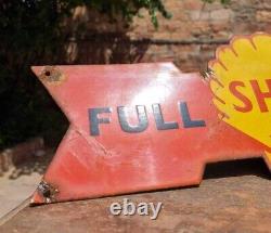 Vintage 1930's Old Antique Rare Shell Service Oil Porcelain Enamel Sign Board