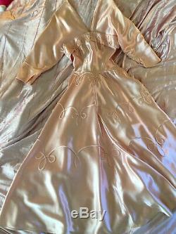 Vintage 1930's Satin Evening Gown I Magnin Haute Contour Old Hollywood