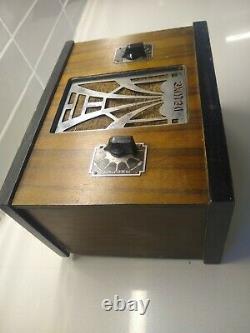 Vintage 1936 Art Deco Deluxe Chrome Nouveau Grille Antique Old Wood Tube Radio