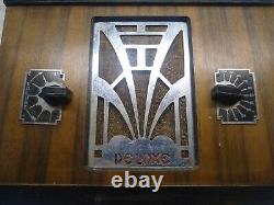 Vintage 1936 Art Deco Deluxe Chrome Nouveau Grille Antique Old Wood Tube Radio