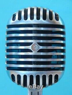 Vintage 1940S Shure 55C Fatboy Microphone W Vintage Atlas Desk Stand Old Antique