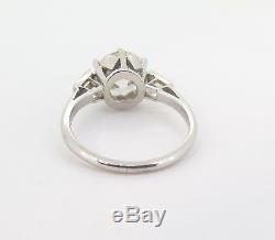 Vintage 2.21ct European Old Cut Diamond Handmade Platinum Ring Size L Val $12290