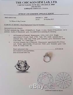 Vintage Antique 11.84 ct Platinum Old European & Trillion Cut Diamond Ring