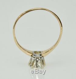 Vintage Antique 14k 8 Prong 3/4CT Old Mine Cut Diamond Solitaire Engagement Ring