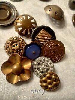 Vintage Antique 1800s Estate Lot Of 53 Old Metal celluloid Buttons and more