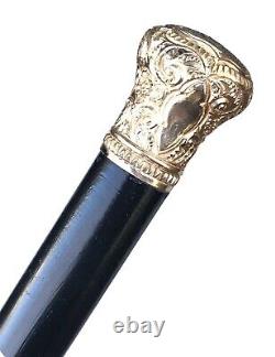 Vintage Antique 19C Gold Filled Engraved Swagger Knob Walking Stick Cane Old