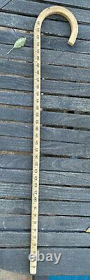 Vintage Antique 19C Wooden Measuring System Crook Handle Walking Stick Cane Old