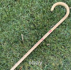 Vintage Antique 19C Wooden Measuring System Crook Handle Walking Stick Cane Old