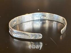 Vintage Antique 20s Turquoise Sterling Silver Cuff Bracelet Navajo arrows old