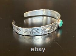 Vintage Antique 20s Turquoise Sterling Silver Cuff Bracelet Navajo arrows old