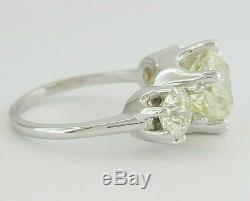 Vintage Antique 4.1 ct 14k White Gold Old European Cut Three-Stone Diamond Ring