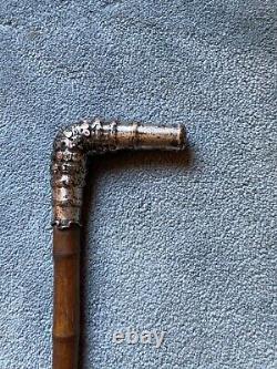 Vintage Antique Bamboo Silver Handle Walking Stick, Cane VERY OLD