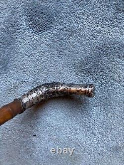 Vintage Antique Bamboo Silver Handle Walking Stick, Cane VERY OLD