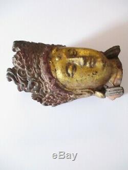 Vintage Antique Buddha Head Old Cast Iron Sculpture Statue Asian Art Heirloom