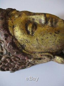 Vintage Antique Buddha Head Old Cast Iron Sculpture Statue Asian Art Heirloom