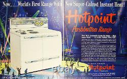Vintage Antique Old Art Deco Electric Hotpoint Range Stove Oven Porcelain Steel