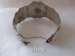 Vintage Antique Old Chines Silver Turquoise Lapis Bracelet