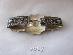 Vintage Antique Old Chines Silver Turquoise Lapis Bracelet