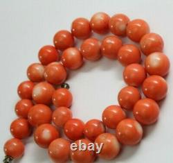 Vintage Antique Old Hand Made Authentic Huge Carved Coral Beautiful Necklace