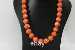 Vintage Antique Old Hand Made Authentic Huge Carved Coral Beautiful Necklace