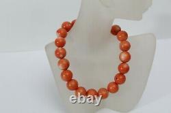 Vintage Antique Old Hand Made Authentic Huge Carved Coral Beautiful Necklace