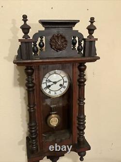 Vintage Antique Old Large Key Wind Swinging Pendulum Wall Clock