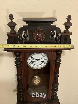 Vintage Antique Old Large Key Wind Swinging Pendulum Wall Clock