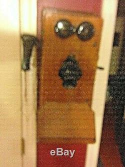 Vintage Antique Old Wall Telephone, Oak, circa 1890-1920