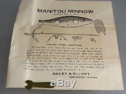 Vintage Antique Tackle Elliot & Bailey Manitou Minnow 1906 Old Wood Fishing Lure