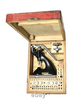 Vintage Antique Watch Maker Swiss Favorite Jeweling Tool Original Wood Box Old