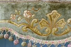 Vintage Antique old French 1850/1890 Victorian silk velvet Valance pelmet floral