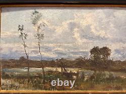 Vintage Burt B. L. Roys Antique Old Oil Painting Signed Landscape 1858 1938