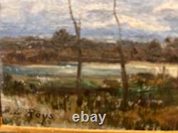 Vintage Burt B. L. Roys Antique Old Oil Painting Signed Landscape 1858 1938